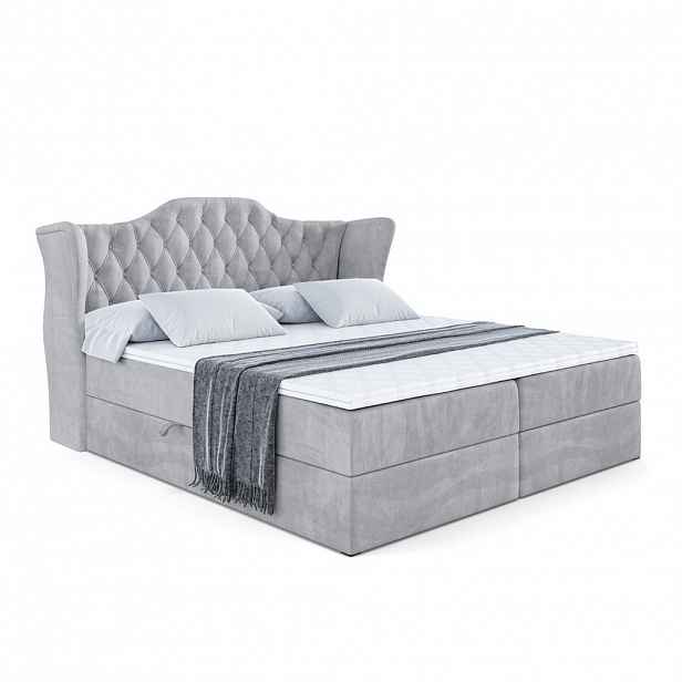 ALTDECOR AMERICKÁ postel s matrací H3 a lamelovým roštem – VILA – 120 × 200 cm, světle šedá