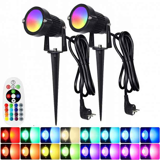 2x Zapichovací Led zahradní lampa Reflektor IP65 Vzduchotěsná s Kabelem
