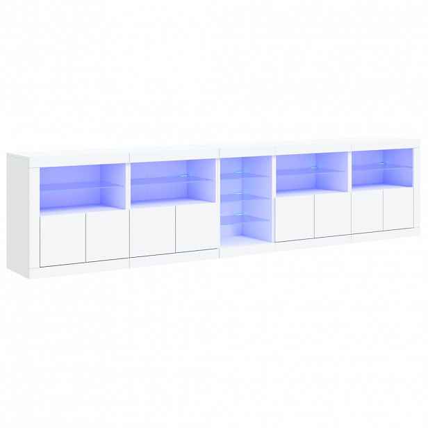 vidaXL Příborník s LED osvětlením bílý 283 x 37 x 67 cm