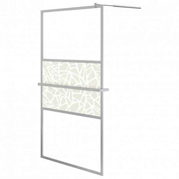 vidaXL Zástěna do průchozí sprchy s policí chrom 115x195 cm ESG/hliník
