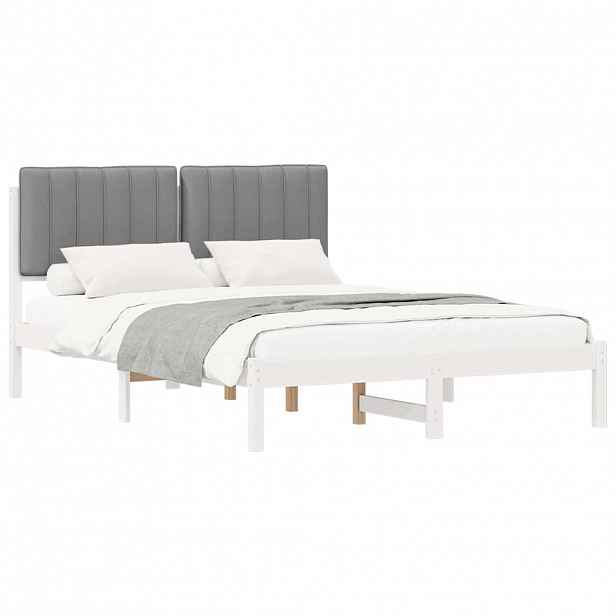 vidaXL Rám postele s čalouněným čelem Světle šedá 140 x 190 cm