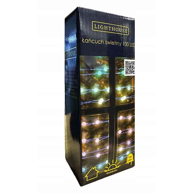 Lighthouse Světelný řetěz 100 Led Multicolor 11 m Mléčné Koule 726