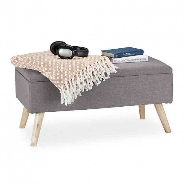 Relaxdays LAVICE Světle šedá čalouněná s úložným prostorem 79,5 cm