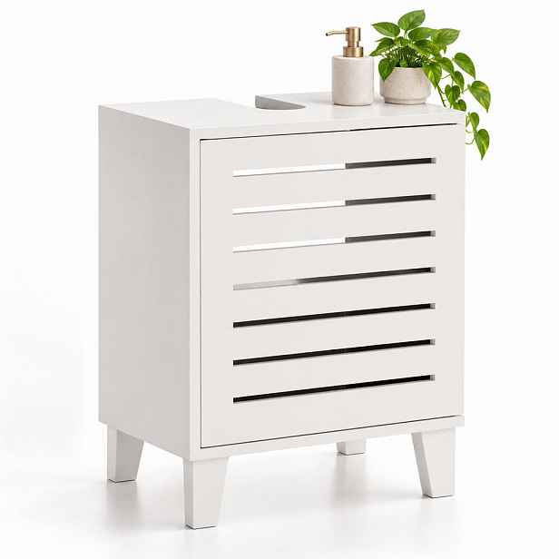 Relaxdays SKŘÍŇKA bílá pod umyvadlo MDF 2 přihrádky 60x40x35 cm