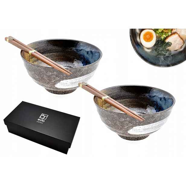 Sada 2 misek s hůlkami Udon Tomatsu 800 ml Box