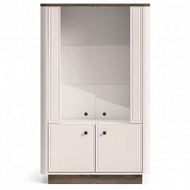 Selsey VITRÍNA Vilavio 4dveřová kašmírově šedá / dekor dubu 92 cm