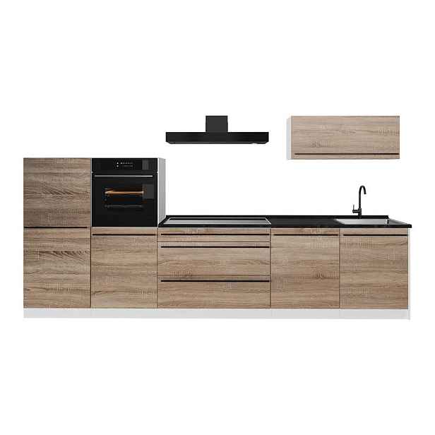 Vicco KUCHYŇSKÝ KOUT R-Line, Sonoma/Bílá, 340 cm pracovná doska antracitová