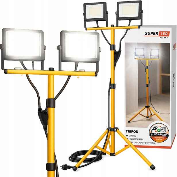 Set Stativ 1,6 m Stavební halogenový reflektor 2x 50W Led 9000lm