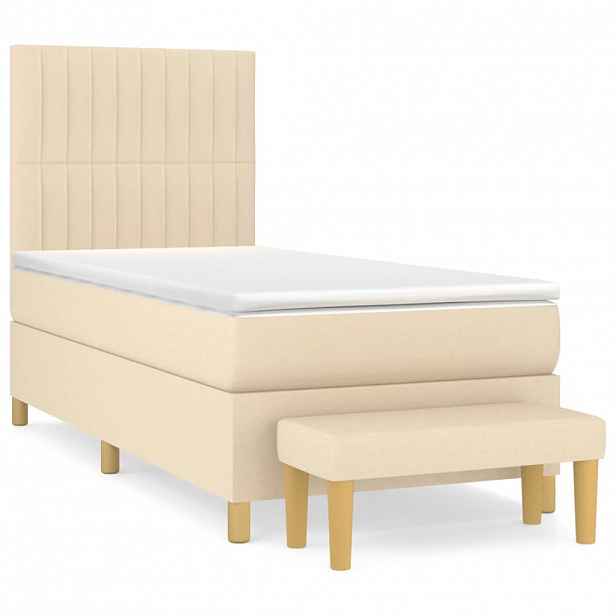 vidaXL Box spring postel s matrací krémová 90x190 cm textil