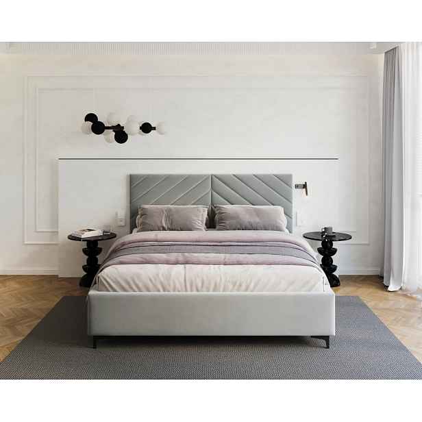 FDM Čalouněná postel Elegante se zvedacím roštem Paris světle šedá, velikost 180x200