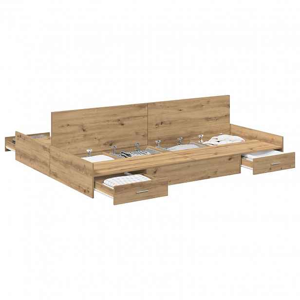 vidaXL Rám postele s úložným prostorem Artisanový dub 140 x 200 cm