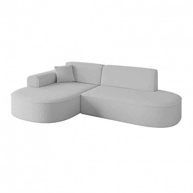 ALTDECOR ROHOVÁ SEDACÍ SOUPRAVA s otomanem vlevo MARI-L1 – 243 x 171 x 79 cm, světle šedá buklé