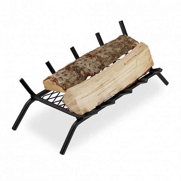 Relaxdays ROŠT černý do krbu s nohami ocel 58 cm