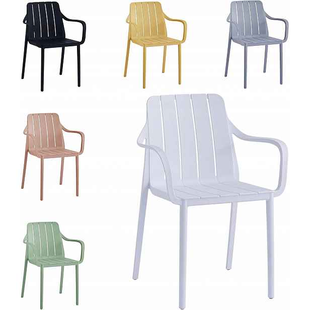 Zahradní křeslo plastové bílé, silné, stohované, Uv, balkon, terasa