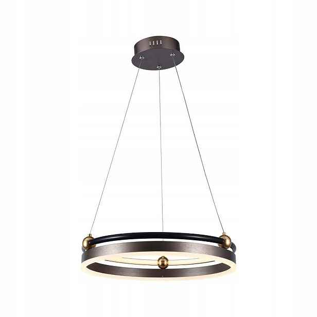 Závěsná Led lampa hnědá, moderní, kulatý prstenec 42 cm, teplá barva V-tac