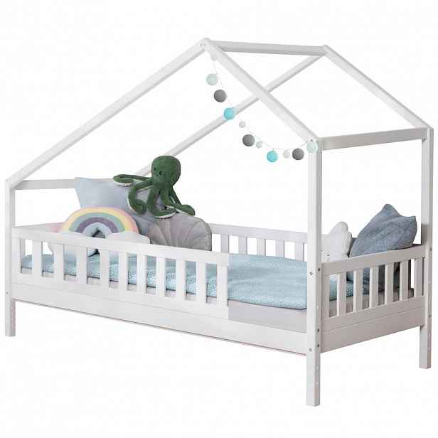 Livetastic DĚTSKÁ POSTEL SE STŘÍŠKOU, 140/200 cm, bílá