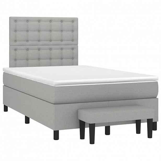 vidaXL Box spring postel s matrací světle šedá 120x190 cm textil