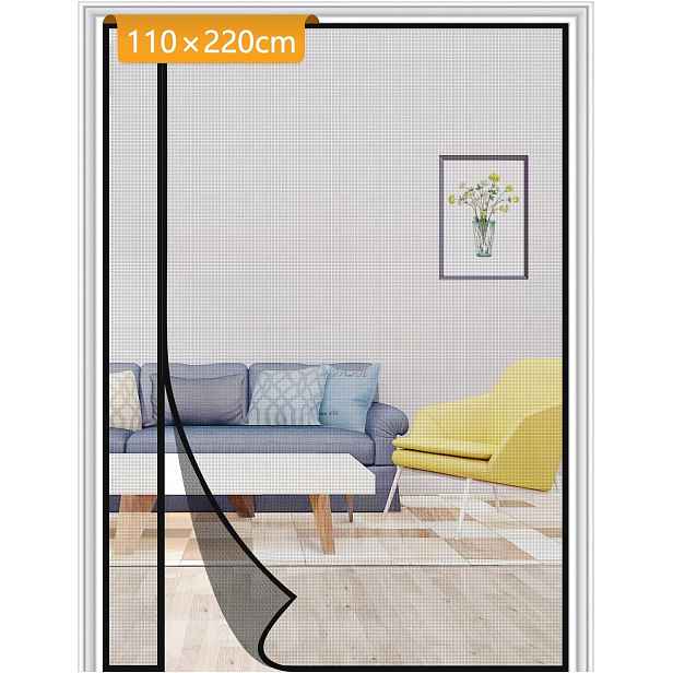 Moskytiéra na dveře Yotache 110x220 cm balkonová černá levá/pravá