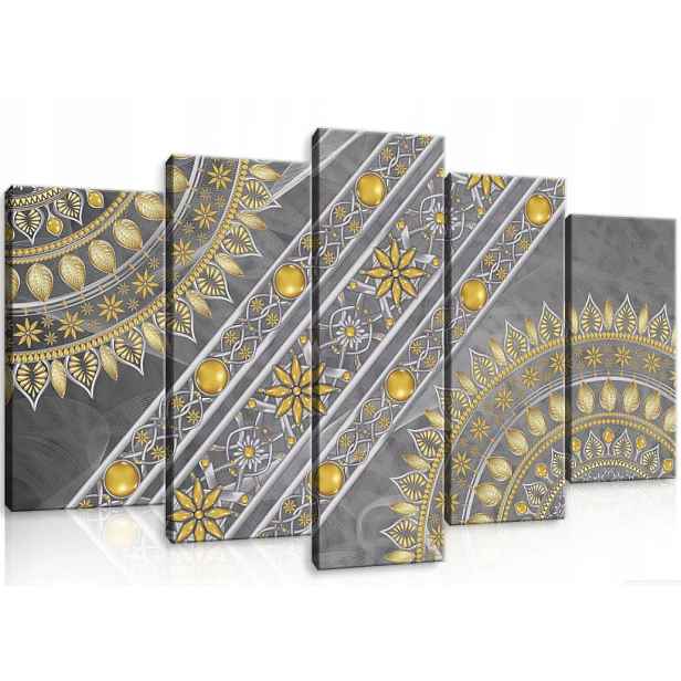 Obraz 100x60 Abstrakce ornament mandala zlatá šedá elegance luxus