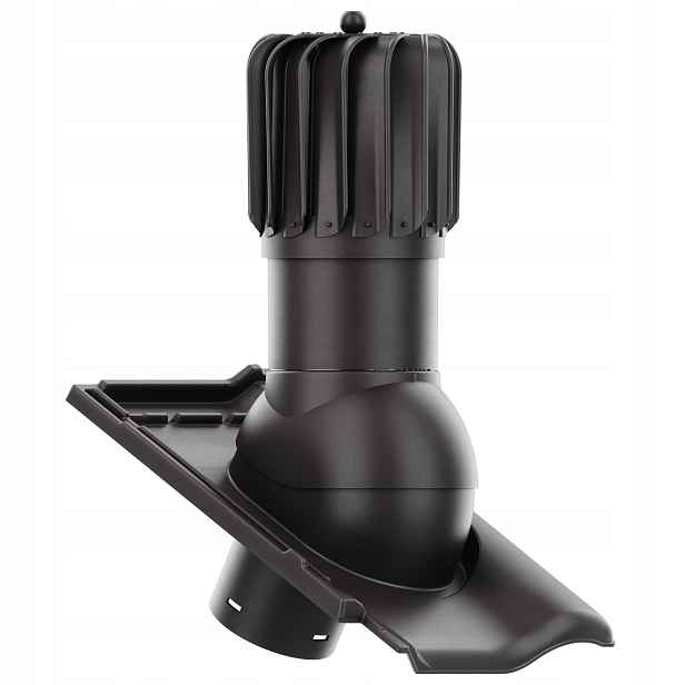 Otočný podlouhlý Větrací komín , průměr 125 mm, Braas Rubín 9V, Teak