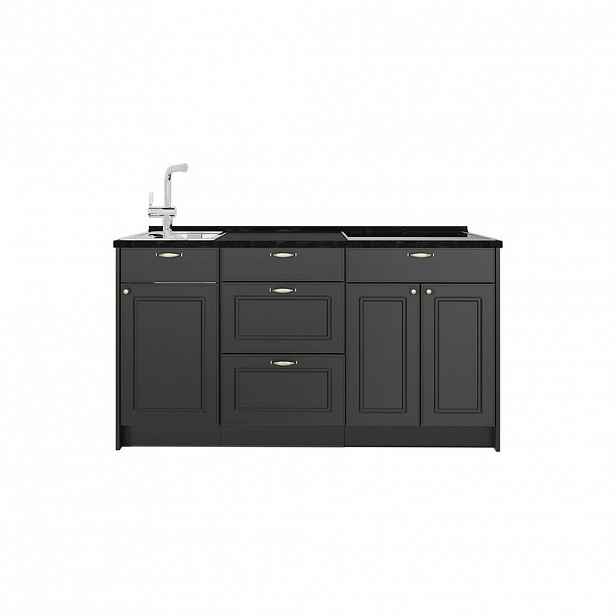 Vicco KUCHYŇSKÝ BLOK Fame-Line, Anthrazit-Gold Landhaus, 150 cm, PD Antracit