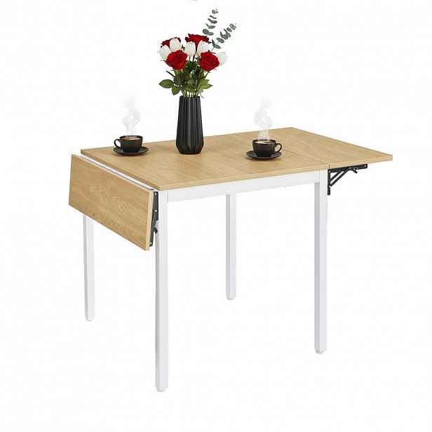 Relaxdays STŮL Bílý dřevodekor jídelní skládací pro 2 až 4 osoby 120 cm