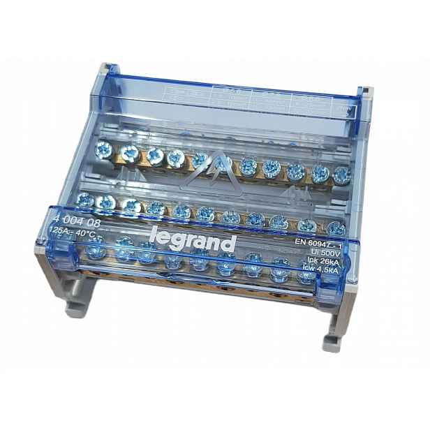 Rozvodný blok 4P 1,5-25mm2 6M 125A 10 svorek 400408 Legrand