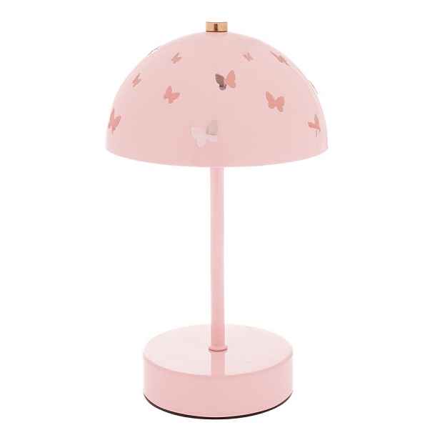 Růžová kovová dětská stolní lampa Butterfly – Dakls
