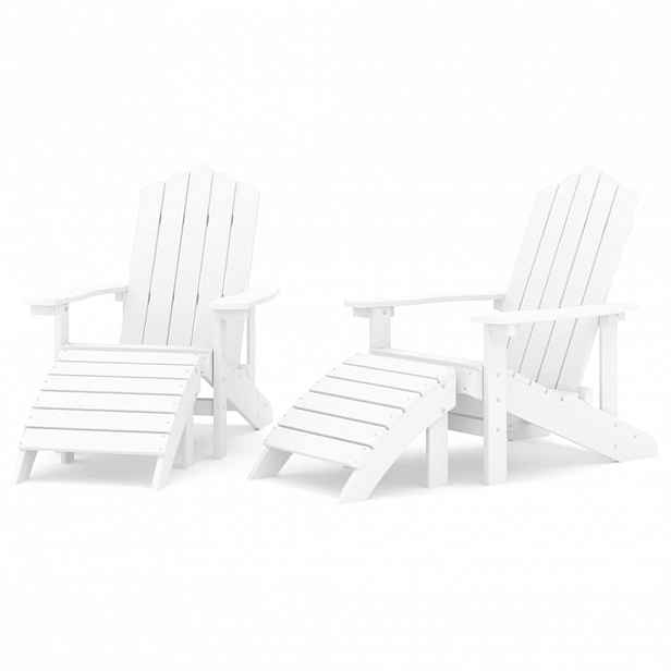 vidaXL Zahradní křesla Adirondack 2 ks s podnožkami HDPE bílá