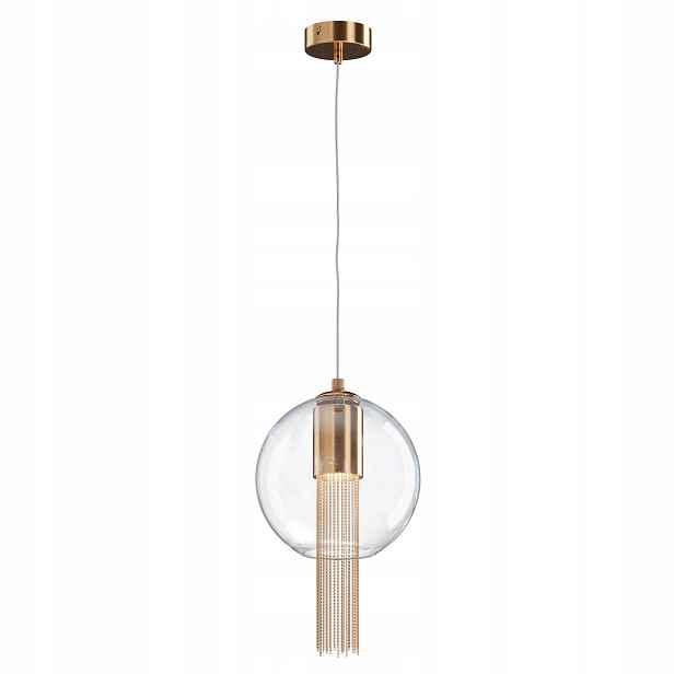 Závěsná dekorativní lampa s hnědými ozdobnými řetízky, skleněným stínítkem Maytoni