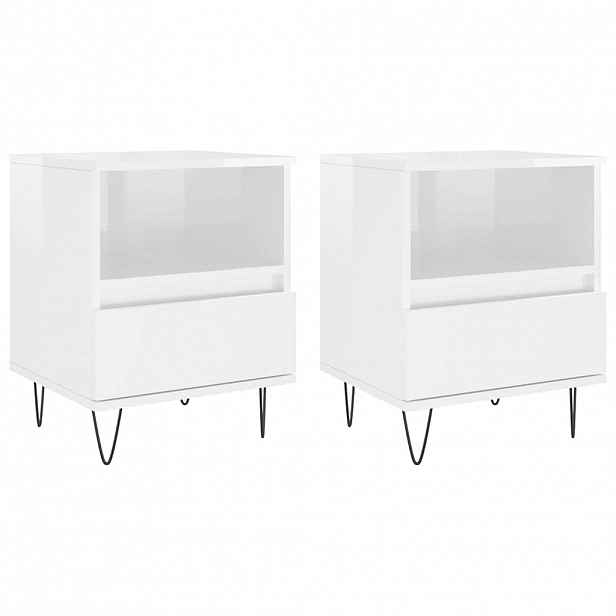vidaXL Noční stolky 2 ks lesklé bílé 40 x 35 x 50 cm kompozitní dřevo