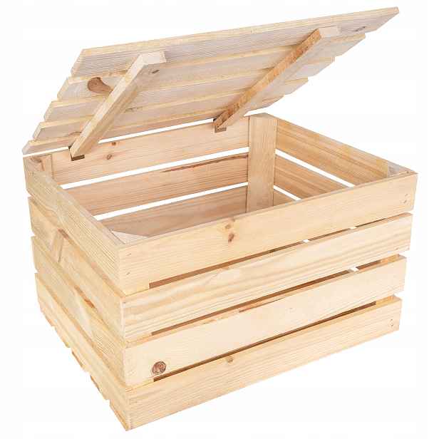 Přírodní kufrová skříň z dřevěných desek krabička na velké nářadí 50x40x30