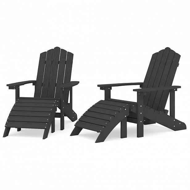 vidaXL Zahradní křesla Adirondack 2 ks s podnožkami HDPE antracitová