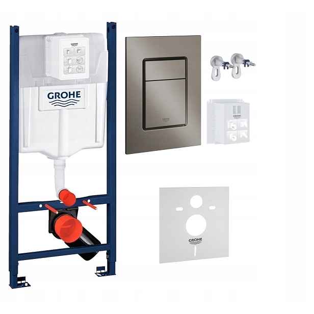 Kompletní podomítkový Wc set – stojan Grohe tlačítko brushed graphite