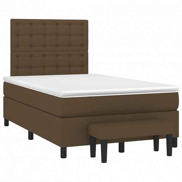 vidaXL Box spring postel s matrací tmavě hnědá 120x190 cm textil