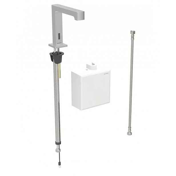 Geberit Brenta - Elektronický umyvadlový ventil, pro studenou vodu, bateriové napájení, easy to clean, kartáčovaná nerez 116.173.SN.1