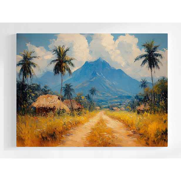 Plakát Afrika Vesnice Obec Chaty Palmy Cesta Hory 100x75