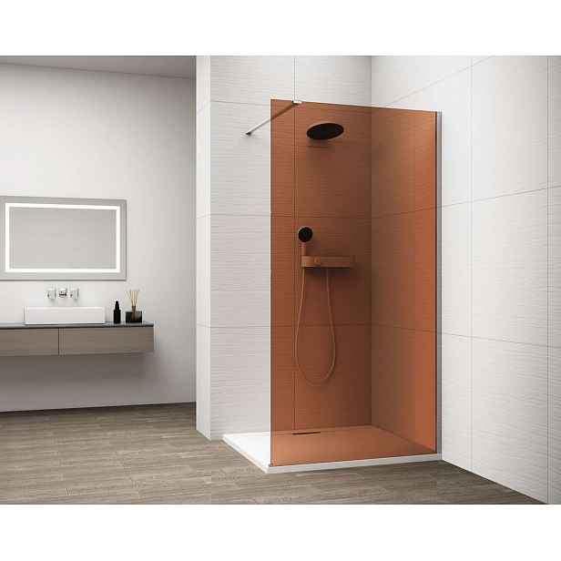 Polysan Esca - Sprchová stěna Walk-In 100x210 cm, Antidrop, sklo Marron/chrom ES1510-01
