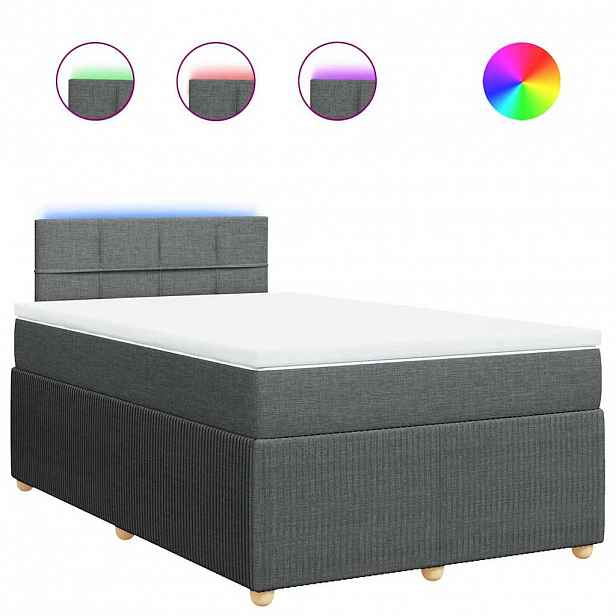 vidaXL Box spring postel s matrací tmavě šedá 120x200 cm textil