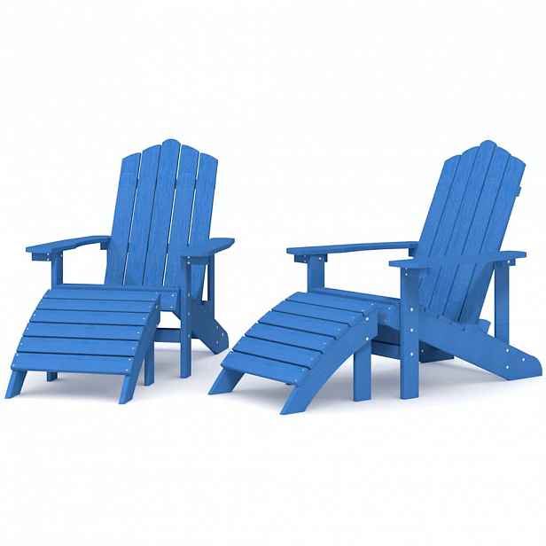 vidaXL Zahradní křesla Adirondack 2 ks s podnožkami HDPE akvamarínová