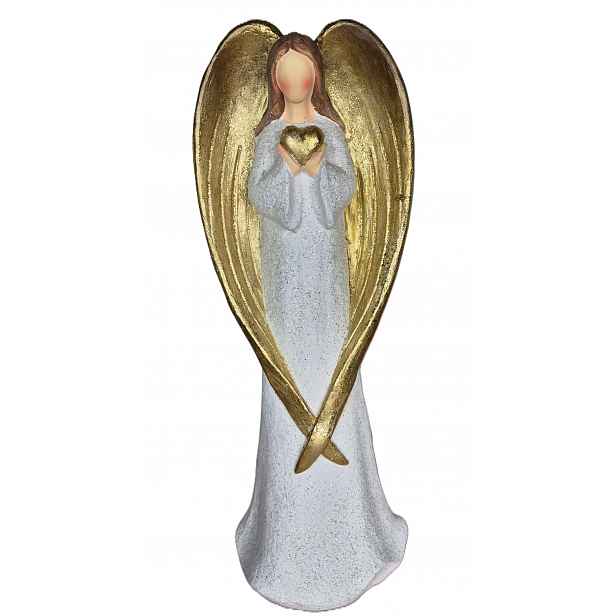 Andělská figurka Anděl Zlaté srdce Dárek Figurka Dekorace Vánoce
