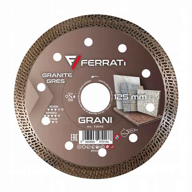 Diamantový řezací kotouč Ferrati Grani, průměr 125 mm