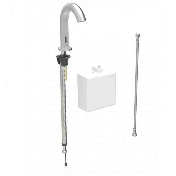 Geberit Piave - Elektronický umyvadlový ventil, pro studenou vodu, napájení z generátoru, easy to clean, Bluetooth, kartáčovaná nerez 116.165.SN.1