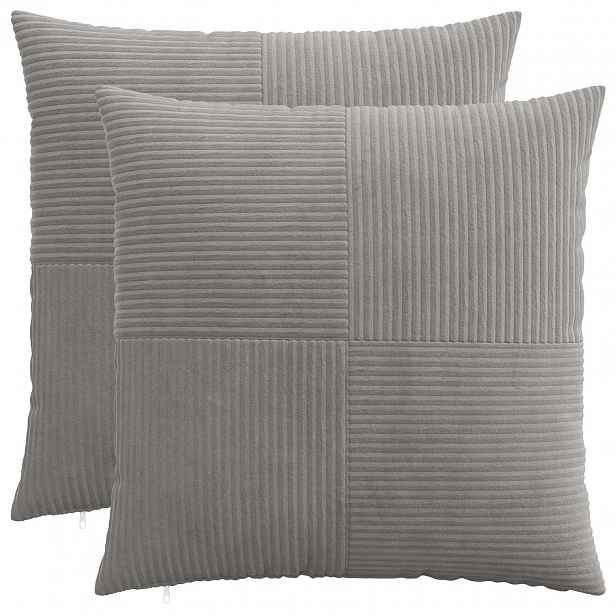 vidaXL Povlak na polštář 2 pcs ALMELO Světle šedá 65 x 65 cm manšestr