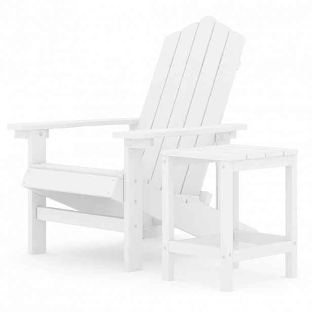 vidaXL Zahradní křeslo Adirondack se stolkem HDPE bílé