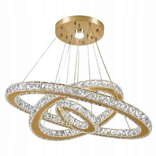 Závěsná Led lampa Crystal Ring 3 – Zlatá 63W Dálkový Ovladač Regulace jasu