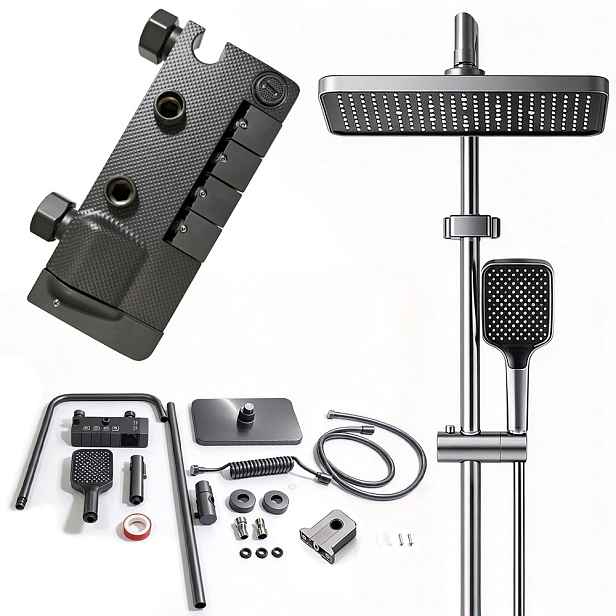 Sprchový Set 5V1 Led Dešťová Sprcha Hydromasáž Černá Podomítková