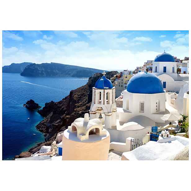 Fototapeta Santorini Řecko Egejské moře bílé domky 368x254 lepidlo