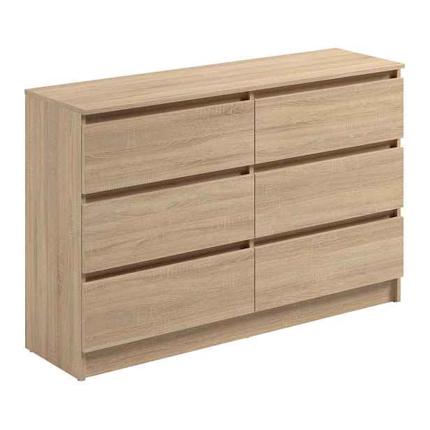 Home Collective KOMODA se 6 zásuvkami, šířka 120 cm, v barvě Sonoma