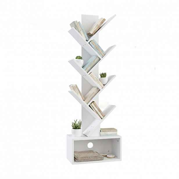Relaxdays KNIHOVNA Bílá 6 polic stromový design